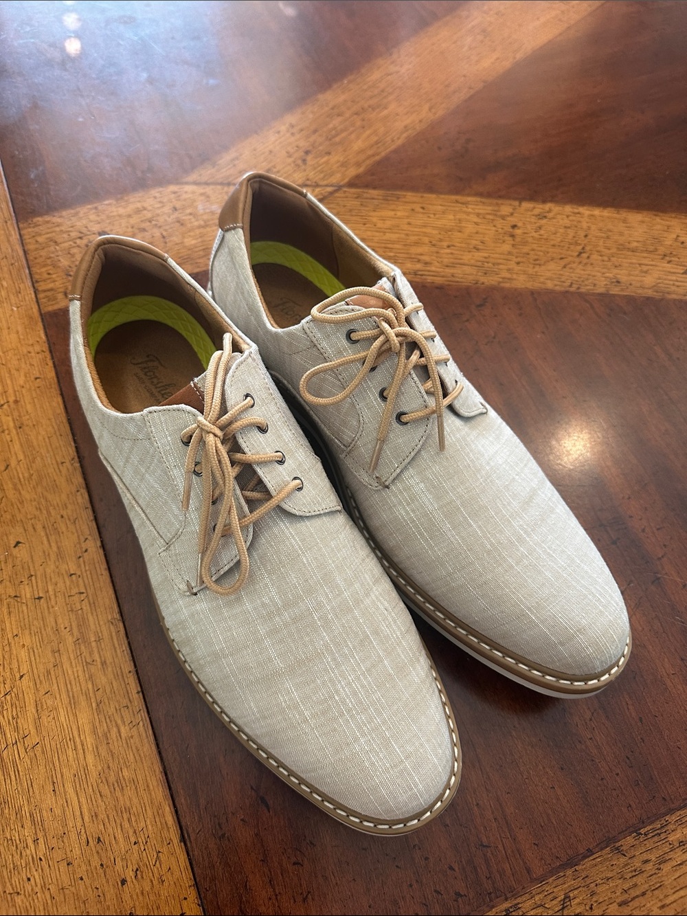 Florsheim Beige Linen Lace-Up Oxfords